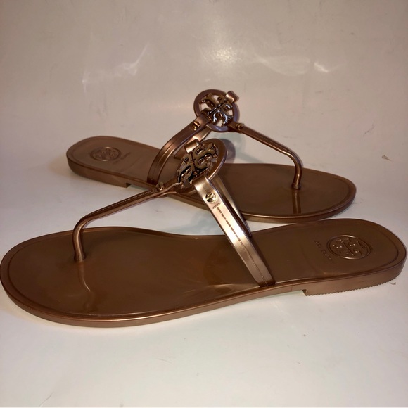 Sz 8 Tory Burch Mini Miller Jelly Thong Sandals Rose Gold - Picture 12 of 16